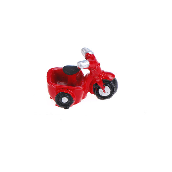 Dollhouse Miniature Trehjuling Motorcykel Micro Landscape Fairy G Red