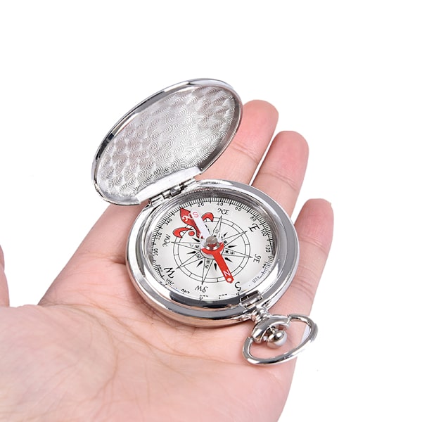 Lommeur Flip Compass Bærbart vandrenavigationskompas Silver