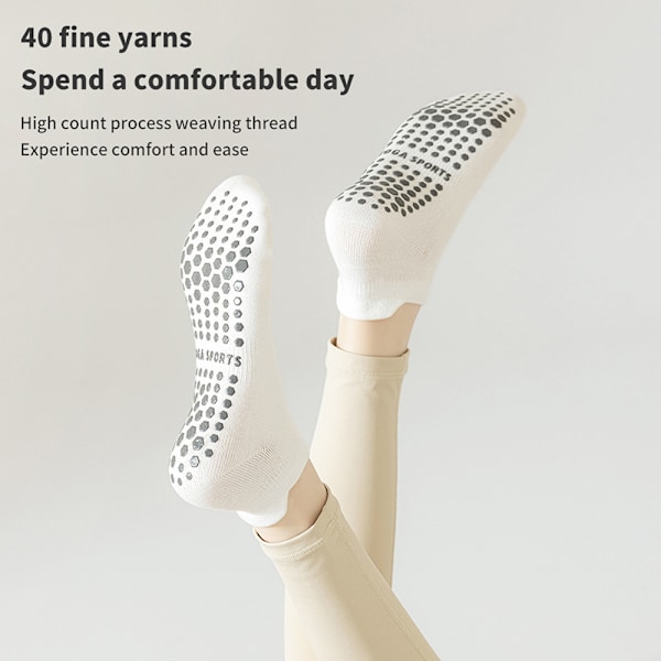 1Par Dam Anti-Slip Sock Yoga Sock Bomull Andas Kort El Gray