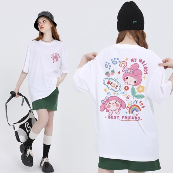 Sommer Cinnamoroll Ventiler Komfortabel T-shirt med rund hals White