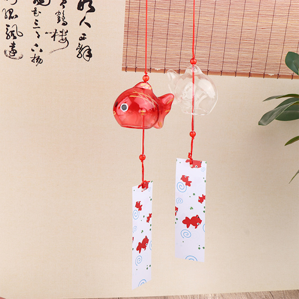 Wind Chime Chimes Glas Guldfisk Have Hængende Decor Red
