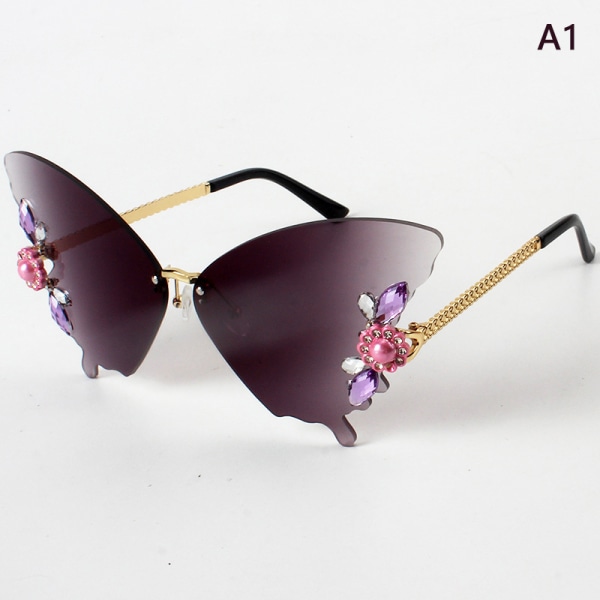 Rammeløse Butterfly Shape Trade Solbriller Diamantbelagte A1