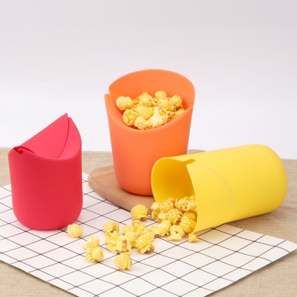 1 kpl Popcorn Bucket Taitettava silikoni DIY Popcorn Bucket Orange