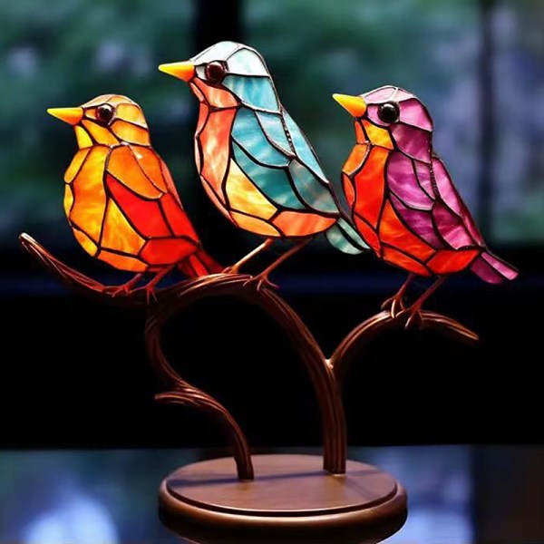 1 st färgade akrylfåglar på grenade skrivbordsdekorationer Acrylic 2 Bird