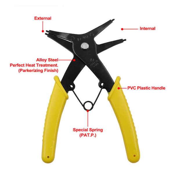 Snap Spring Ring ympyrän irrotus Asenna Plier Tool Kit Yellow ONESIZE