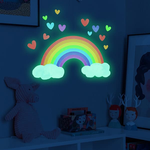 Rainbow Luminous Wall Tarrat Glow Cloud Heart -seinätarra