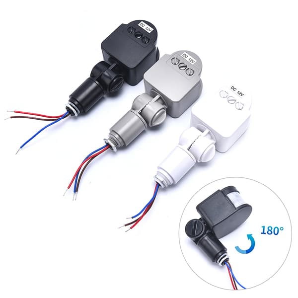 Rörelsesensor DC12V Infraröd PIR-rörelsedetektor Ljusbrytare Gray