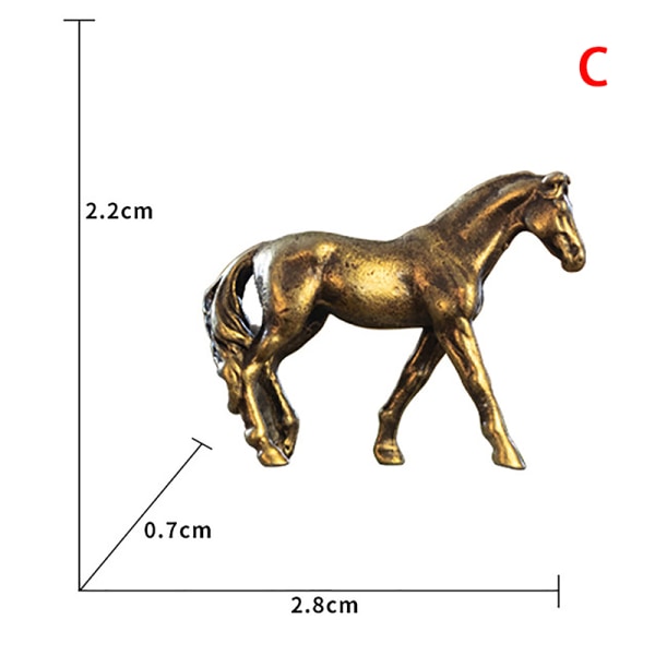 Antikke messing massiv langhale hestefigurer miniaturer C