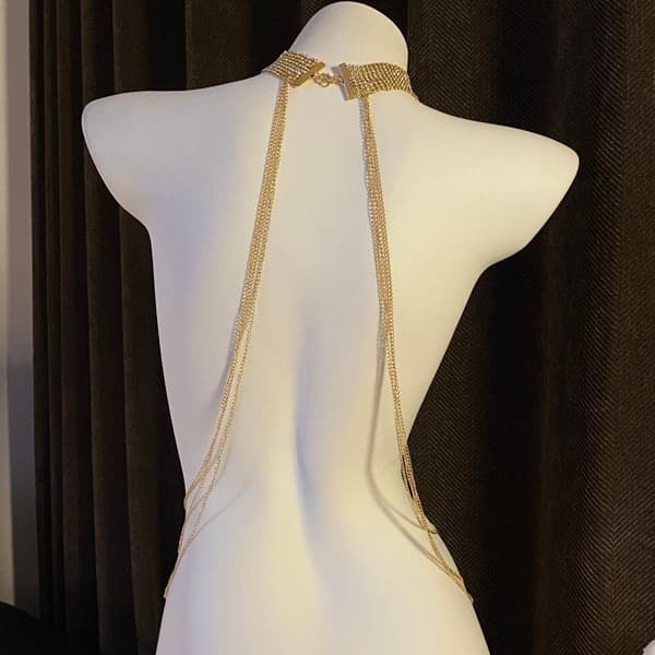 Sexy Rhinestone-kjeder Brystkjede Sele Midjekjede Bryst B A6