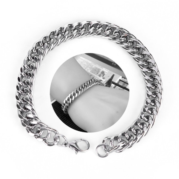Menn Punk rustfritt stål armbånd Chain Link armbånd smykker Silver 21.5cm*10mm