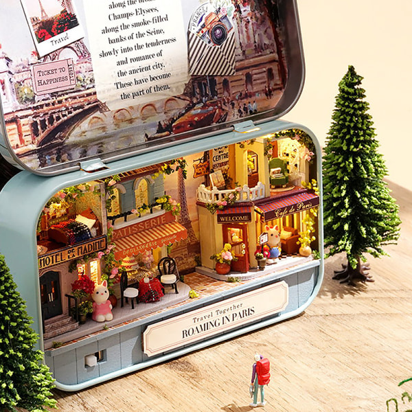 DIY Wood Dollhouses Handgjorda Funny Box Teater Miniatyr Box A