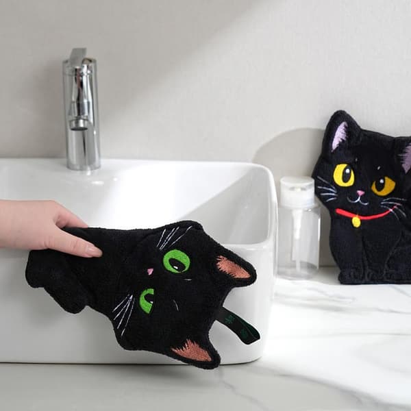 Tecknad katt handduk djur form absorberande handduk kök 2PCS
