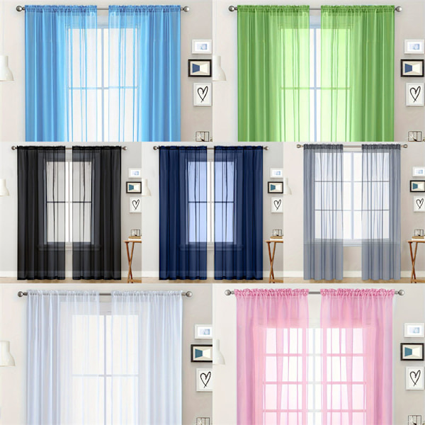 Chiffon Sheer Vindusgardiner  Semi-blackout Gardin White 140x260cm