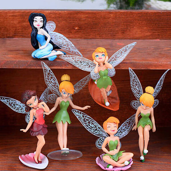6 ST Flower Fairy Pixie Fly Wing Miniatures Girl Figurines 6 pcs