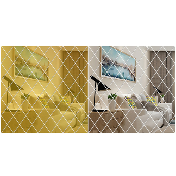 Diamond Spliced Tarrat Akryyli Mirror Sheets Seinätarrat 17pcs