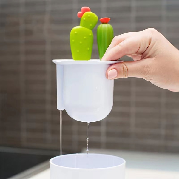 4stk Cactus Kjøkkenbørstesett Grønnsakstallerken Flaske Pottebørste Green