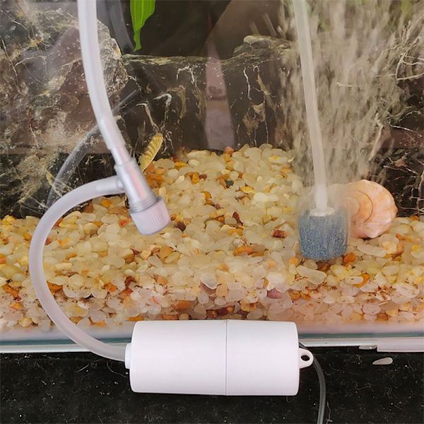 Akvarium Oxygen Luftpumpe Fish Tank USB Silent Air Compressor White