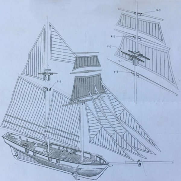 Seil DIY Skip Monteringsmodell Trebåt dekorasjon