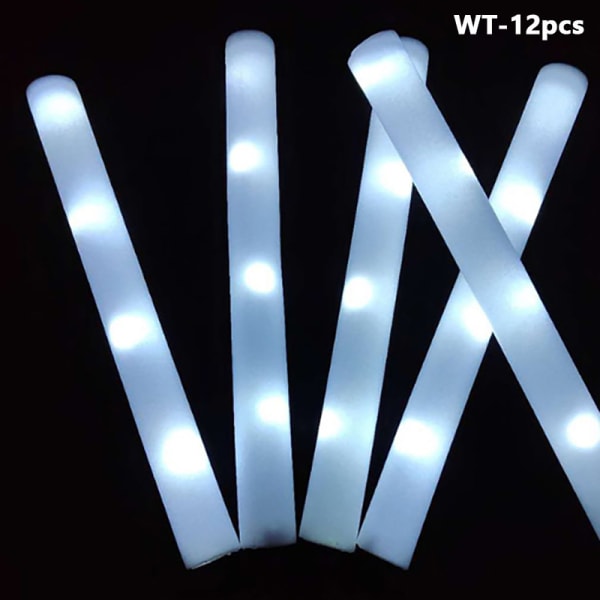 LED Glow Sticks Glow Foam Stick Cheer Tube Dark Light Party White