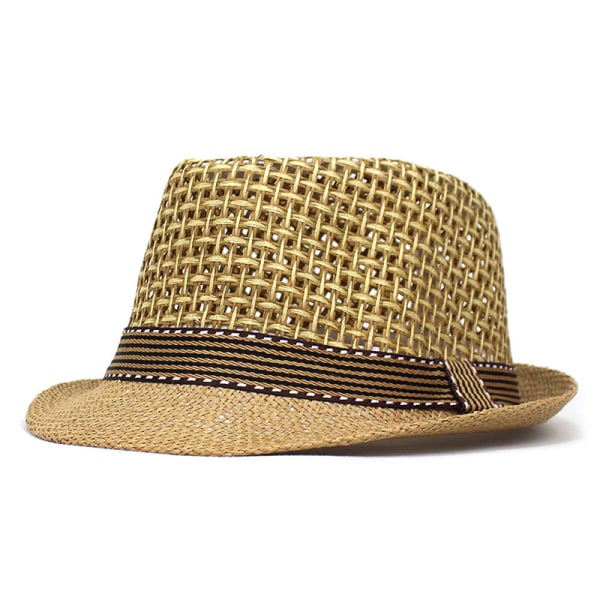 Miesten Beach Sun Hatut Summer Cowboy Fedora Retro Jazz Hat Brown