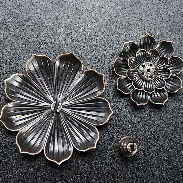 Legeret røgelse brænder buddhisme Lotus Line røgelse tallerken bronze L