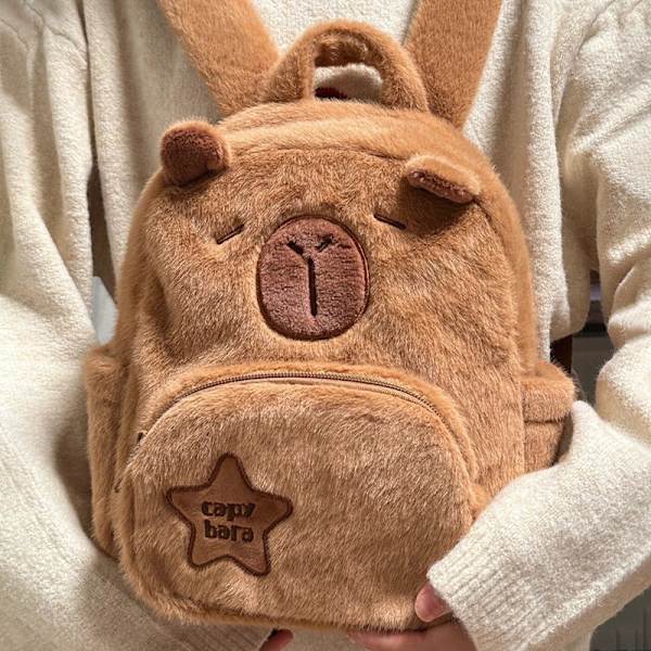Sarjakuva Capybara Laukku Täytetty eläin casual reppu