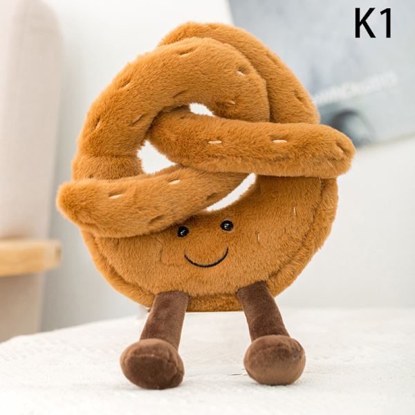 Mjuk tecknad Pretzel Crossant Toast Bröd Doll Plyschleksak A3