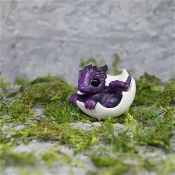 Nyfødt drage i egg 3D kunst drage statue liten miniatyr A4