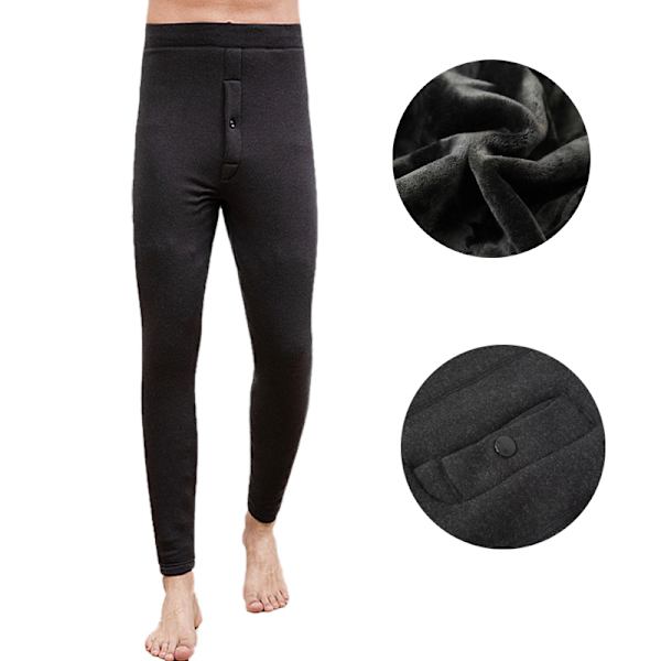 Ull Base Layer Bukser Herre Ull Baselayer Termisk Undertøy Black
