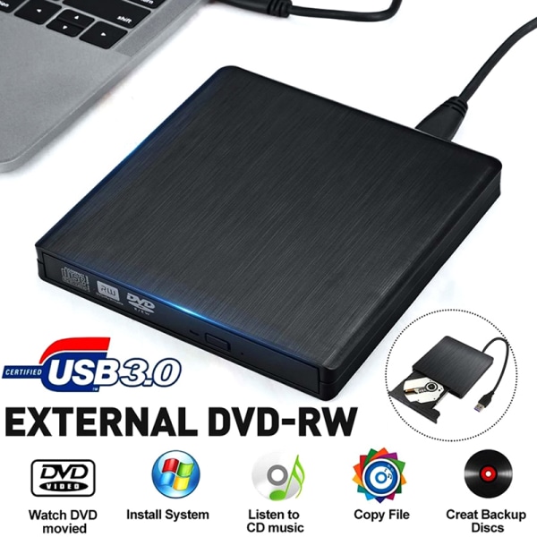Kannettava ulkoinen ohut USB 2.0 polttava DVD-RW/CD-RW-tallennin