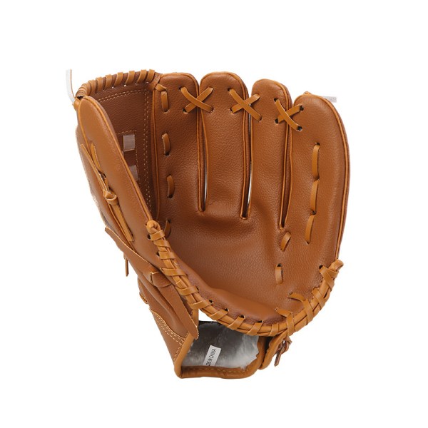 Baseballhandske för utomhussport PU-lädervaddhandskar brown 9.5 inch