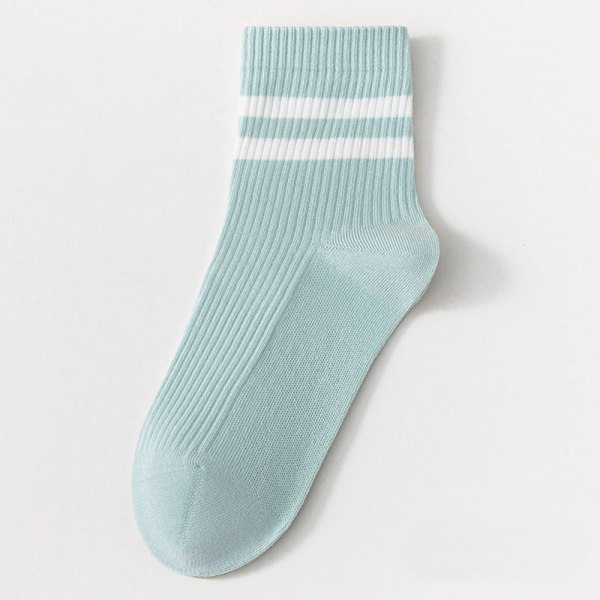 1 par kjemmet bomull Mote soild sokker fargerike stripe sokker Blue