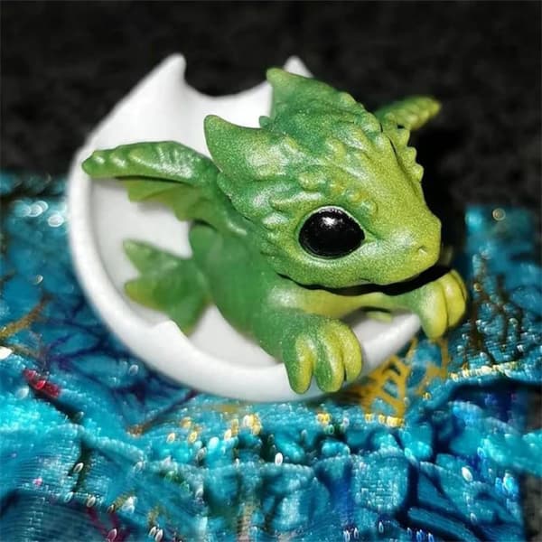 Nyfødt drage i egg 3D kunst drage statue liten miniatyr A4