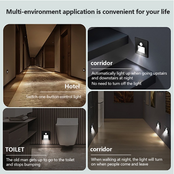 1Pc Night Light Smart Light PIR Bevægelsessensor LED Gold