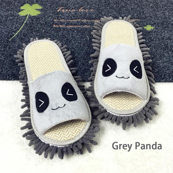 Tecknad Hund Lata Mopp Tofflor Rengöring Golv Damting Tofflor Grey Panda