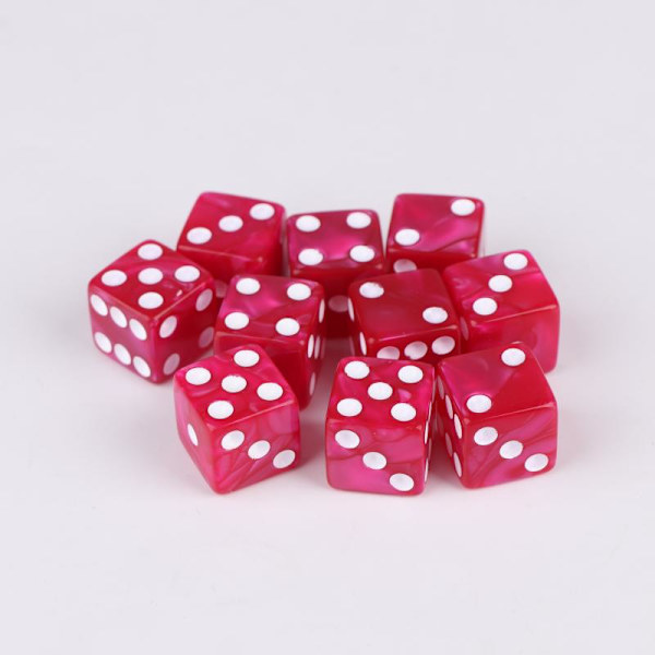 6-sidig spillterning 16mm Akryl D6 Terning Sett For DND Red