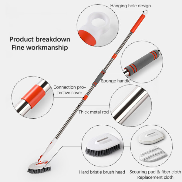 3 i 1 skurrengöringsborste med långskaft för badkarsborste