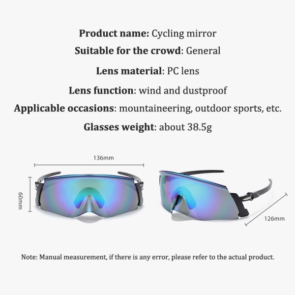 UV400 Sport Sykkelsolbriller for menn Vindtett Brille A2 7a70 | A2 | Fyndiq