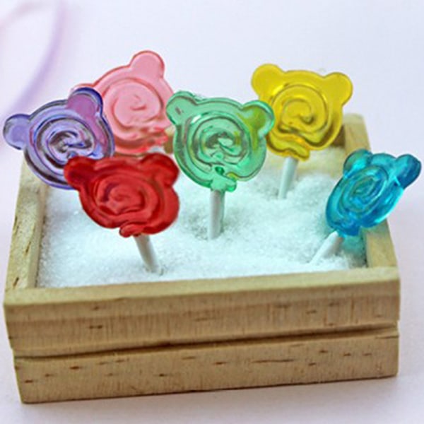 6 stk bjørneform Lollipop simulering for dukkehus miniatyr leketøy B