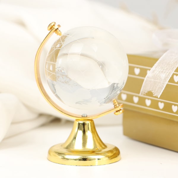 Gullstativ Crystal World Globe Boliginnredning Brithday Gift W