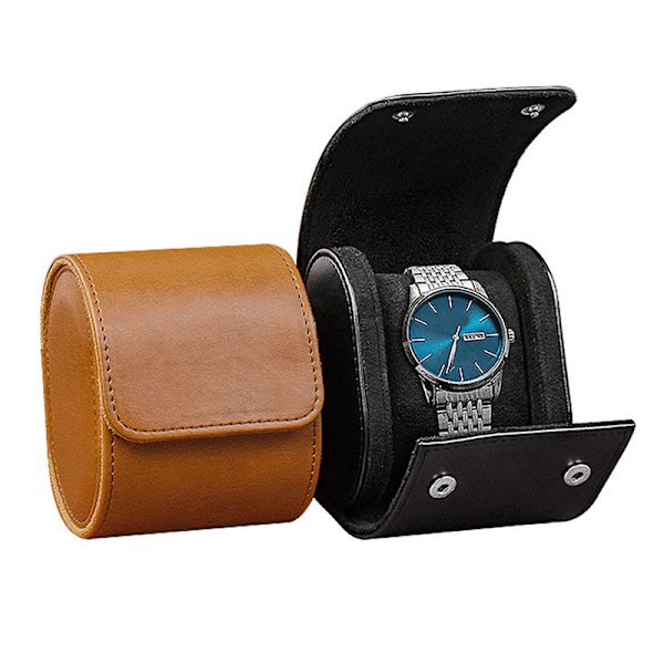 Retro Single Watch Bag Læder Ur Opbevaringsboks Black Magnetic clasp