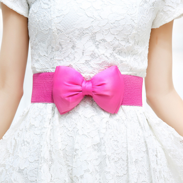 Kvinder Bowknot Stretch Bukle Bæltekjole tilbehør White