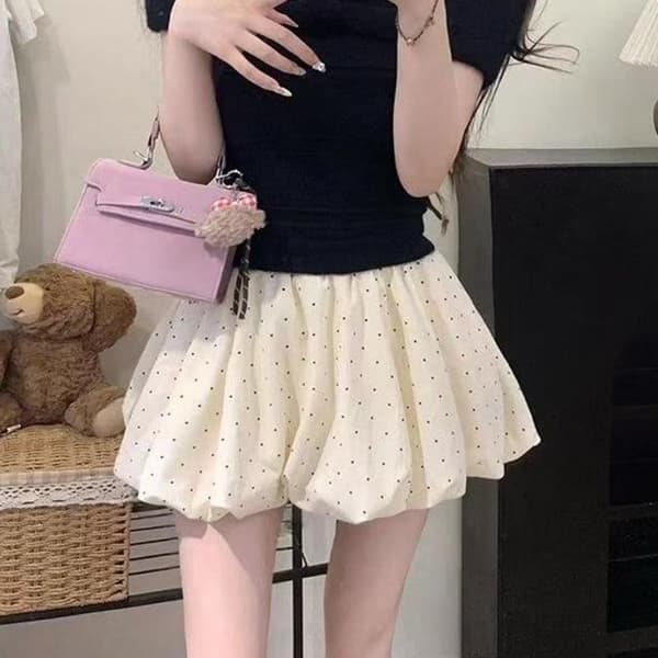 2026 Ny Hög Midja Molnbubbla Puffy Kjol Dam Blomknopp White XL