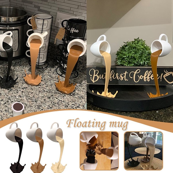 Flydende Spildende Kaffe Kop Skulptur Køkken Dekoration A3