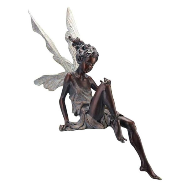 Flower Fairy Statue Ornament Figurines Med Wings Resin Craft White