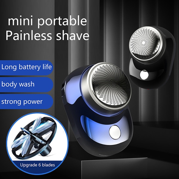 Kraftig Storm Shaver for menn Mini bærbar elektrisk barbermaskin Blue