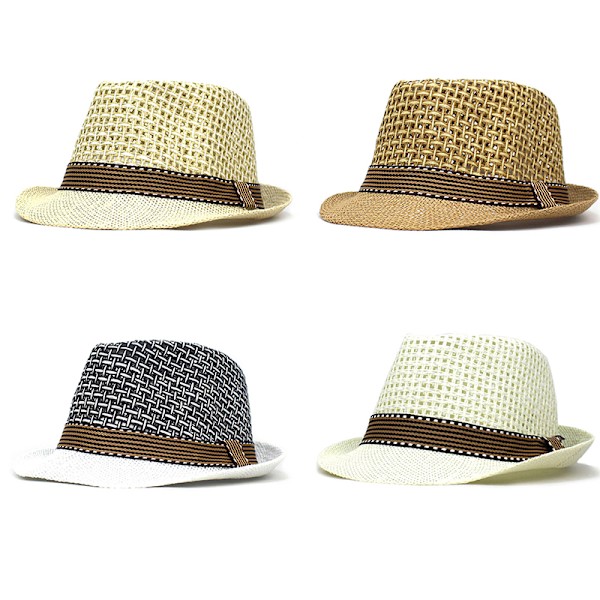 Män Beach Sun Hats Sommar Cowboy Fedora Retro Jazz Hat Khaki