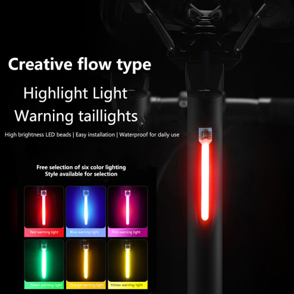 Cykelbaglygte Rindende vand Advarselslamper Type C Genopladelig Red
