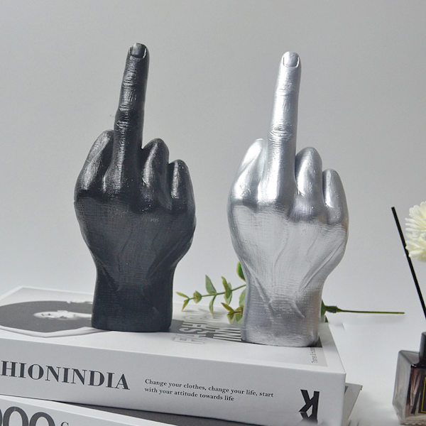 Nordisk stil mellomfingerstatue Resin Craft Sculpture Decor Black