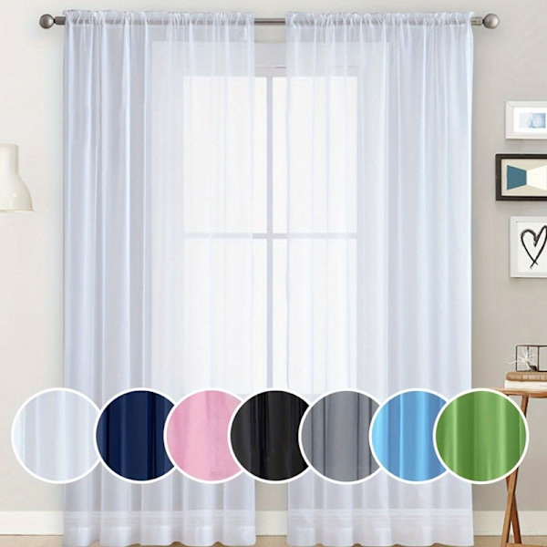 Chiffon Sheer Vindusgardiner  Semi-blackout Gardin Black 140x260cm